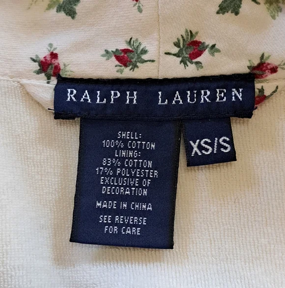 Ralph Lauren Floral Lined Robe XS/S 100% Cotton - Picture 12 of 14